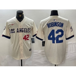 Men Los Angeles Dodgers 42 Jackie Robinson Cream Stitched Baseball Jersey 2