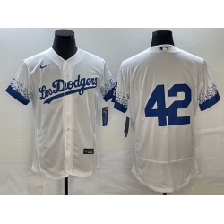 Men Los Angeles Dodgers 42 Jackie Robinson White City Connect Flex Base Stitched Baseball Jersey