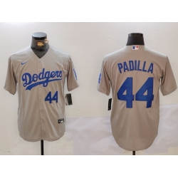 Men Los Angeles Dodgers 44 Vicente Padilla Grey Cool Base Stitched Baseball Jersey 11