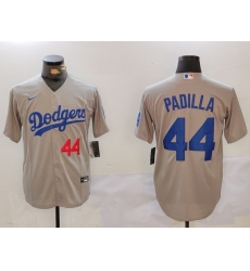 Men Los Angeles Dodgers 44 Vicente Padilla Grey Cool Base Stitched Baseball Jersey 12