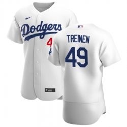 Men Los Angeles Dodgers 49 Blake Treinen Men Nike White Home 2020 Flex Base Player MLB Jersey