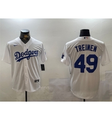 Men Los Angeles Dodgers 49 Blake Treinen White Cool Base Stitched Baseball Jersey