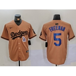 Men Los Angeles Dodgers 5 5 Freddie Freeman Brown Cool Base Stitched Baseball Jersey 8