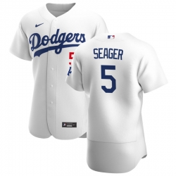 Men Los Angeles Dodgers 5 Corey Seager Men Nike White Home 2020 Flex Base Player MLB Jersey