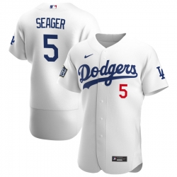 Men Los Angeles Dodgers 5 Corey Seager Men Nike White Home 2020 World Series Bound Flex Base Player MLB Jersey