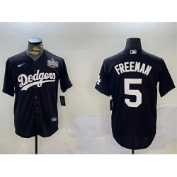 Men Los Angeles Dodgers 5 Freddie Freeman Black 2024 World Series Cool Base Stitched Baseball Jersey 1