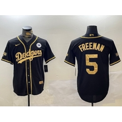 Men Los Angeles Dodgers 5 Freddie Freeman Black Gold 2024 World Series Champions Limited Stitched Baseball Jersey 2