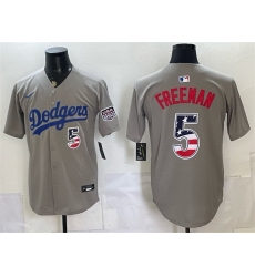 Men Los Angeles Dodgers 5 Freddie Freeman Grey 250 Fourth of July Road Stitched Baseball Jersey Men Los Angeles Dodgers 5 Freddie Freeman Grey 250 Fourth of July Road Stitched Baseball Jersey