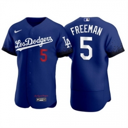 Men Los Angeles Dodgers 5 Freddie Freeman Royal City Connect Flex Base Stitched jersey