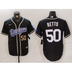 Men Los Angeles Dodgers 50 Mookie Betts Black Fashion Cool Base Stitched Baseball Jersey 1