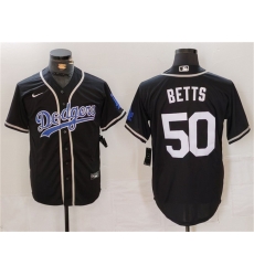 Men Los Angeles Dodgers 50 Mookie Betts Black Fashion Cool Base Stitched Baseball Jersey