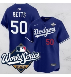 Men Los Angeles Dodgers 50 Mookie Betts Blue 2025 World Series Vapor Limited Stitched Baseball Jersey Men Los Angeles Dodgers 50 Mookie Betts Blue 2025 World Series Vapor Limited Stitched Baseball Jersey
