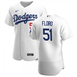 Men Los Angeles Dodgers 51 Dylan Floro Men Nike White Home 2020 Flex Base Player MLB Jersey