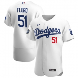 Men Los Angeles Dodgers 51 Dylan Floro Men Nike White Home 2020 World Series Bound Flex Base Player MLB Jersey