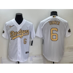 Men Los Angeles Dodgers 6 Trea Turner 2022 All Star White Cool Base Stitched Baseball Jersey