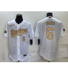 Men Los Angeles Dodgers 6 Trea Turner 2022 All Star White Flex Base Stitched Baseball Jersey