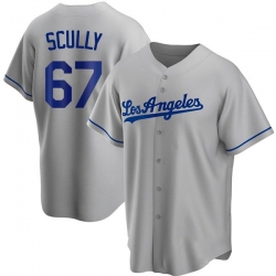 Men Los Angeles Dodgers 67 Vin Scully Grey Cool Base Stitched Baseball Jersey