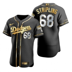 Men Los Angeles Dodgers 68 Ross Stripling Black 2020 World Series Champions Gold Edition Jersey