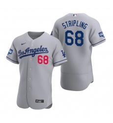 Men Los Angeles Dodgers 68 Ross Stripling Gray 2020 World Series Champions Road Flex Base Jersey