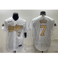 Men Los Angeles Dodgers 7 Julio Ur EDas 2022 All Star White Flex Base Stitched Baseball Jersey