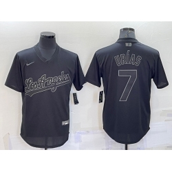 Men Los Angeles Dodgers 7 Julio Ur EDas Black Stitched Baseball Jersey