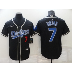 Men Los Angeles Dodgers 7 Julio Urias Black Cool Base Stitched Baseball jersey