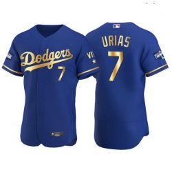 Men Los Angeles Dodgers 7 Julio Urias Men Nike Authentic 2021 Gold Program World Series Champions MLB Jersey Royal