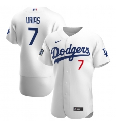 Men Los Angeles Dodgers 7 Julio Urias Men Nike White Home 2020 World Series Bound Flex Base Player MLB Jersey