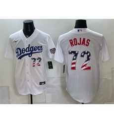 Men Los Angeles Dodgers  72 Miguel Rojas White USA 250 Fourth of July Home Stitched Baseball Jersey