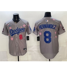 Men Los Angeles Dodgers  8 Enrique Hernandez Grey 2025 Tokyo Series Limited Stitched Baseball Jersey