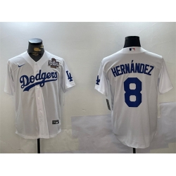 Men Los Angeles Dodgers 8 Enrique Hernandez White 2024 World Series Cool Base Stitched Baseball Jersey