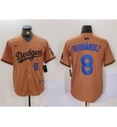 Men Los Angeles Dodgers 8 Kike Hernandez Brown Cool Base Stitched Baseball Jersey 9