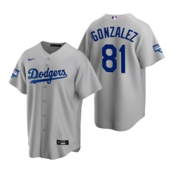 Men Los Angeles Dodgers 81 Victor Gonzalez Gray 2020 World Series Champions Jersey