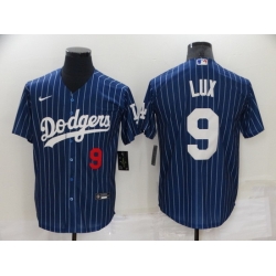 Men Los Angeles Dodgers 9 Gavin Lux Navy Cool Base Stitched Jerseys