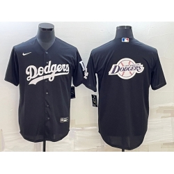 Men Los Angeles Dodgers Black Team Big Logo Cool Base Stitched Baseball Jersey