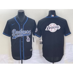 Men Los Angeles Dodgers Black Team Big Logo With Patch Cool Base Stitched Baseball Jersey