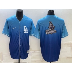 Men Los Angeles Dodgers Blue Team Big Logo Cool Base Stitched Baseball Jersey