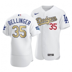 Men Los Angeles Dodgers Cody Bellinger 35 2021 Gold Program Patch Authentic Jersey White