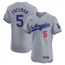 Men Los Angeles Dodgers Freddie Freeman #5 Gray Flex Base 2024 Home Stitched Jersey