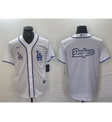 Men Los Angeles Dodgers Gig logo White Cool Base Stitched Baseball Jersey 4