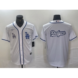 Men Los Angeles Dodgers Gig logo White Cool Base Stitched Baseball Jersey 4