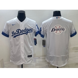 Men Los Angeles Dodgers White Team Big Logo Flex Base Stitched Baseball Jerseys