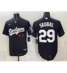 Men Los Angeles Dodgers x KAWS  29 Tarik Skubal Black Vapor Premier Limited Stitched Baseball Jersey