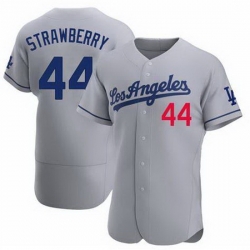 Men Nike Los Angeles Dodgers Darryl Strawberry #44 Gray Flex Base Stitched MLB Jersey