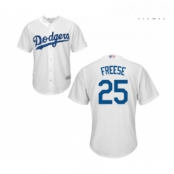 Mens Los Angeles Dodgers 25 David Freese Replica White Home Cool Base Baseball Jersey 