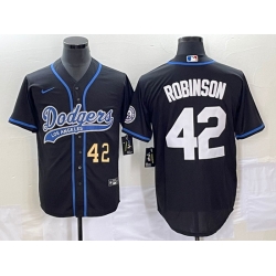 Men's Los Angeles Dodgers #42 Jackie Robinson Number Black With Patch Cool Base Stitched Baseball Jersey