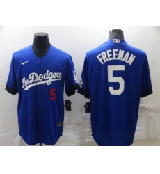 Men's Los Angeles Dodgers #5 Freddie Freeman Royal City Connect Flex Base Stitched Jersey