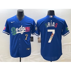 Men's Los Angeles Dodgers #7 Julio Urias Number Blue Cool Base Stitched Jersey2