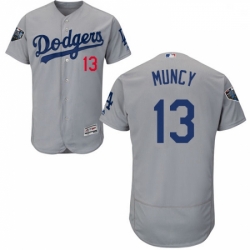 Mens Majestic Los Angeles Dodgers 13 Max Muncy Gray Alternate Flex Base Authentic Collection 2018 World Series Jersey