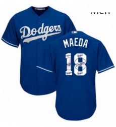 Mens Majestic Los Angeles Dodgers 18 Kenta Maeda Authentic Royal Blue Team Logo Fashion Cool Base MLB Jersey